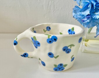PREORDER: blueberry blues handmade ceramic mug-clay mug handmade,handmade coffee mug,aesthetic mug,modern coffee mug,cute mug,blueberry mug