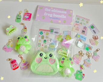 The Ultimate Frog Bundle-frog stuff-cute frog stuff-frog enamel pin-frog keychain-frog accessory-frog bag-cute frog bag-frog plush-froggy