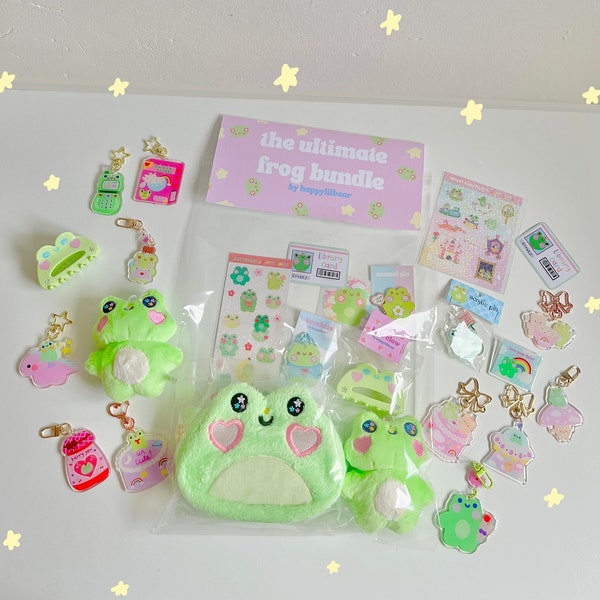 The Ultimate Frog Bundle-frog stuff-cute frog stuff-frog enamel pin-frog keychain-frog accessory-frog bag-cute frog bag-frog plush-froggy