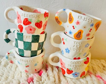 PREORDER: custom ceramic pottery handmade mug-cute aesthetic mug-mugs custom-ceramic mug custom-mug for her-mug for gift-handmade mug custom