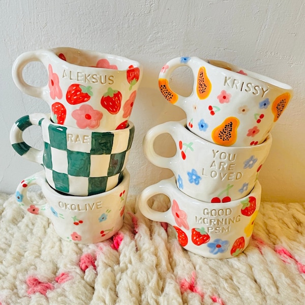 PRÉCOMMANDE : mug fait main poterie en céramique personnalisée-mug esthétique-mugs mugs en céramique personnalisés-mug pour elle-mug pour cadeau-mug fait main sur mesure