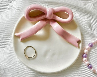 PREORDER: cute bow handmade trinket dish-bow trinket dish-bow jewelry dish-handmade jewelry dish-coquette bow-cute ring dish-ring dish girl