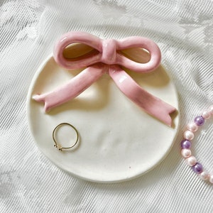 PREORDER: cute bow handmade trinket dish-bow trinket dish-bow jewelry dish-handmade jewelry dish-coquette bow-cute ring dish-ring dish girl
