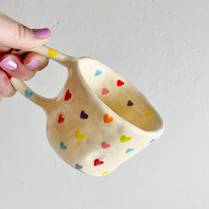 PREORDER:colorful love hearts handmade ceramic mug,cute handmade mug,handmade mug,gift for her,handmade clay mug,handmade ceramic mug,mugs