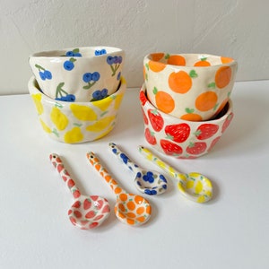 PREORDER: fruit handmade ceramic bowl w/ matching spoon-handmade ceramic bowl-ceramic bowl-handmade ceramics-fruit bowl-handmade bowl
