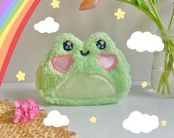 The Froggy Pouch-froggy bag-frog bag-frog purse-women plush bag-cute frog plush-frog plushie-cute makeup bag-frog wallet-frog animal plush