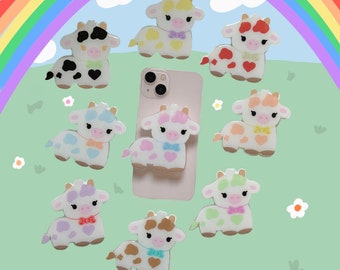 XL rainbow cows cute phone griptok-cute phone holder,kawaii phone holder,pretty phone holder,cute griptok,grip,phone holder,phone accessory