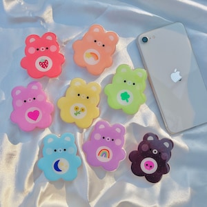 rainbow bears cute phone griptok-cute phone holder,kawaii phone holder,pretty phone holder,cute griptok,grip,phone holder,phone accessory