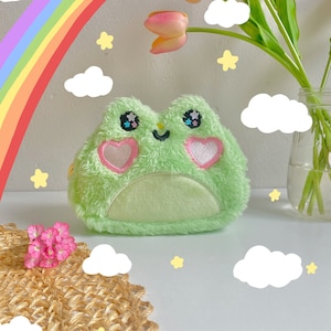 The Froggy Pouch-froggy bag-frog bag-frog purse-women plush bag-cute frog plush-frog plushie-cute makeup bag-frog wallet-frog animal plush