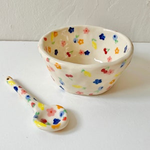 PREORDER: dainty fruit handmade ceramic bowl w/ matching spoon-handmade ceramic bowl-ceramic bowl-handmade ceramics-fruit bowl-handmade bowl