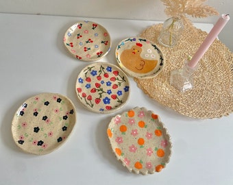 PREORDER: cute speckled stoneware clay ceramic dessert dish-ceramic dish,dessert dish,handmade ceramics,ceramic plate,small food plate
