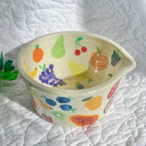PREORDER:fruit bouquet handmade ceramic matcha bowl-handmade matcha bowl-fruit matcha bowl-handpainted matcha bowl-matcha bowl cute-matcha