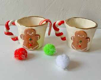 PREORDER: christmas time gingerbread man mug with gold luster-christmas mug-christmas coffee mug-gingerbread man mug-christmas kitchenware