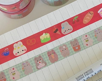 cute washi tape // kawaii washi tape, bear washi tape, bunny washi tape, cute bujo washi tape,colorful washi tape,cute stationery washi tape
