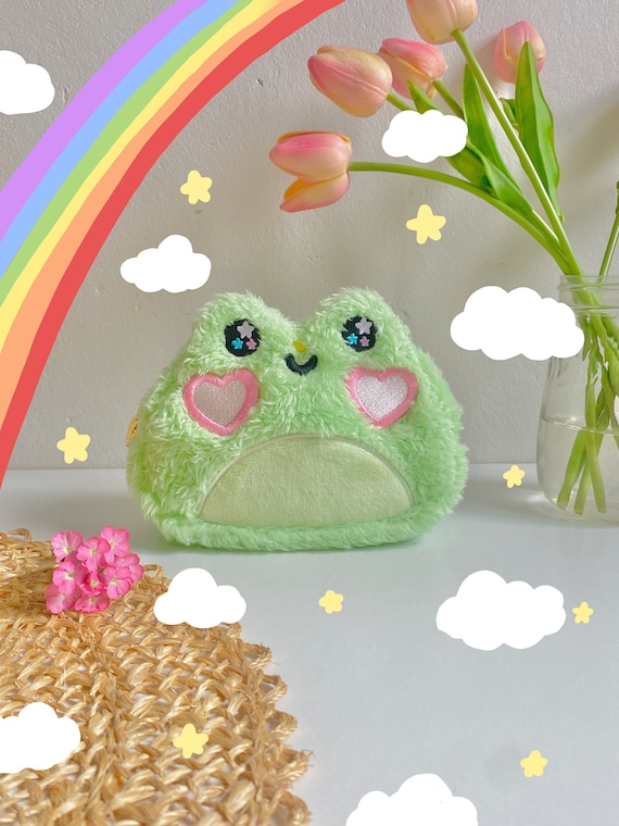 The Froggy Pouch-froggy Bag-frog Bag-frog Purse-women Plush Bag-cute Frog  Plush-frog Plushie-cute Makeup Bag-frog Wallet-frog Animal Plush 