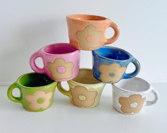 PREORDER: daisy handmade ceramic mug-handmade daisy mug-cute handmade mug-ceramic floral mug-flower mug cute-mug for her-cute mug gift-mug