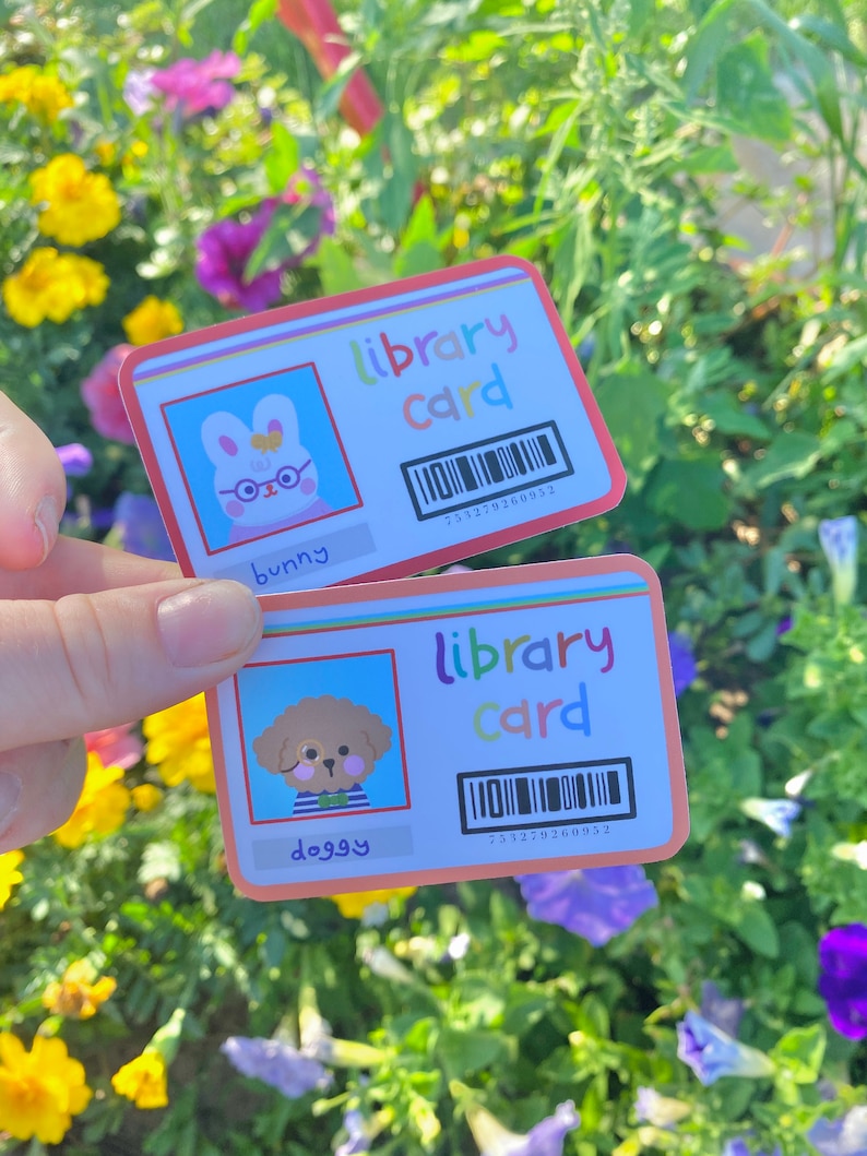 The Library Card Set-library Card Sticker-library - Etsy