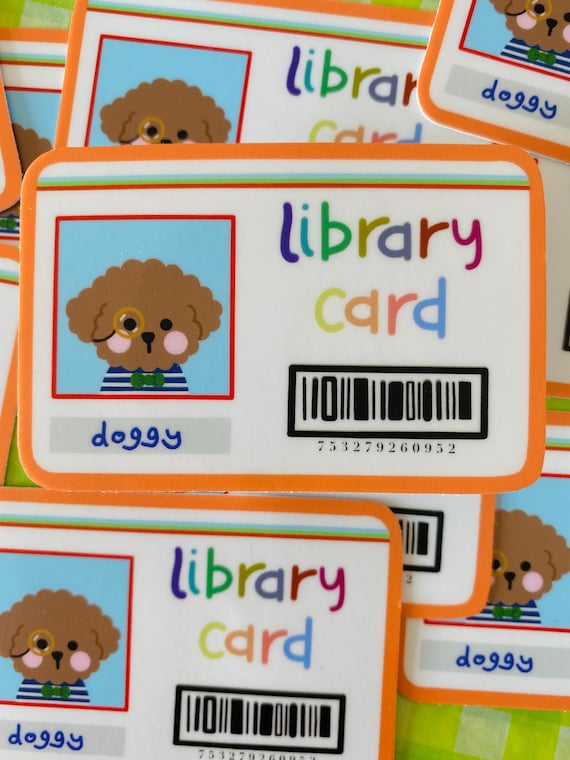 doggy library card sticker // cute dog sticker, funny dog sticker, weatherproof dog sticker, kawaii dog sticker, unique dog sticker