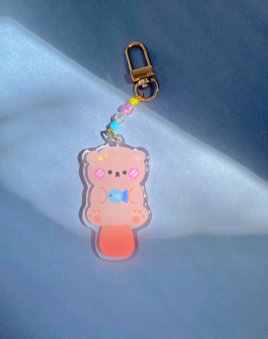 Beaded Cute Otter Acrylic Keychainacrylic Keychaincute Otter Etsy