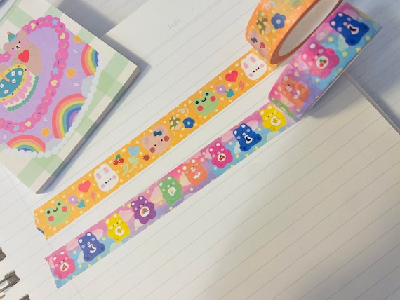 cute washi tape // kawaii washi tape, bear washi tape, bunny washi tape,  cute bujo washi tape,colorful washi tape,cute stationery washi tape