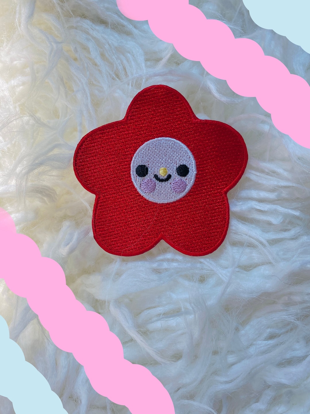 Smiley Flower Iron on Patch//flower Patch, Smiley Face Patch,cute Patch