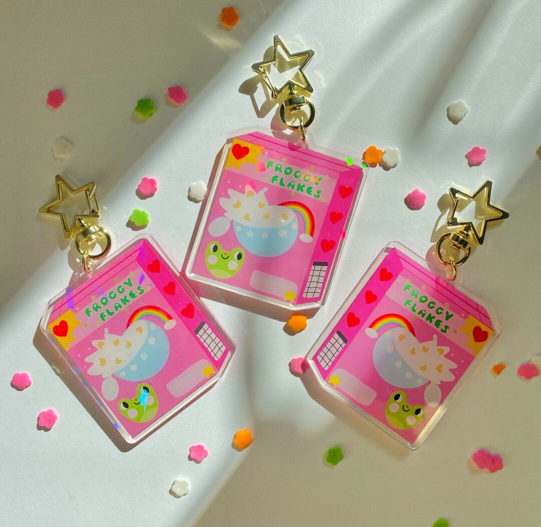 Cute Acrylic Keychain // Illustrated Keychain, Cute Frog Keychain, Cute Acrylic Charm, Cute Frog