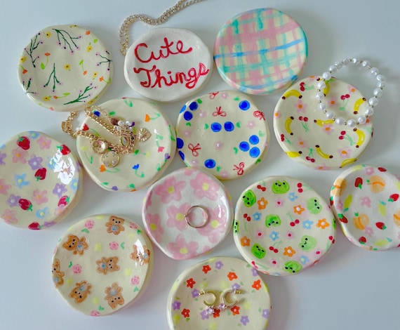 cute lil mini ring dish-small ring dish-cute ring dish-handmade ring dish-small bedside dish-clay ring dish-trinket dish-small catch all