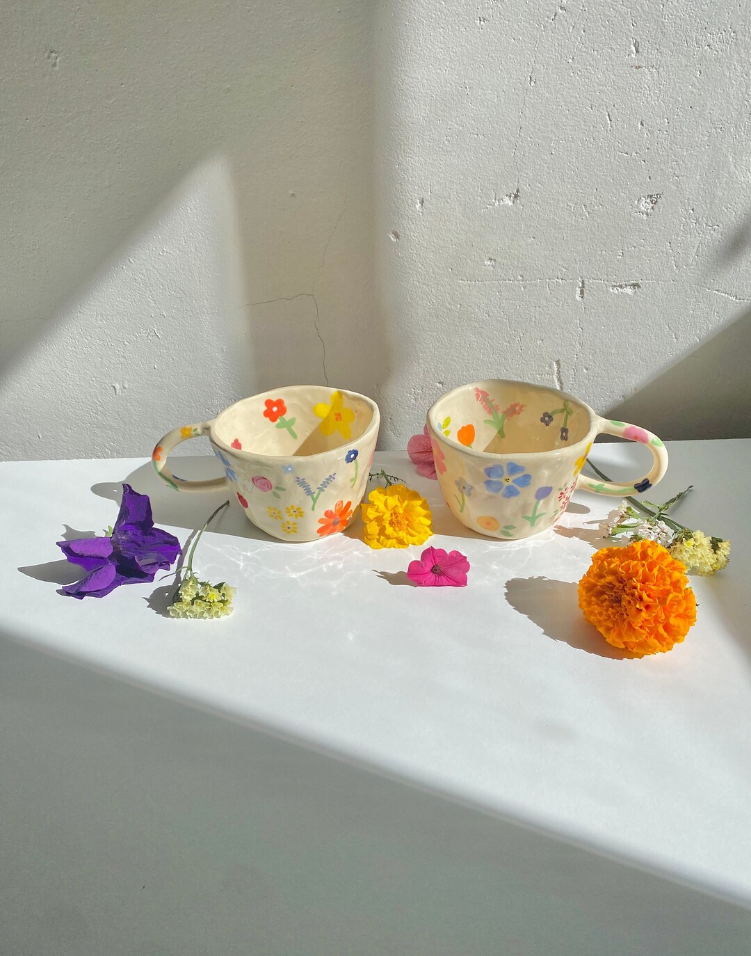 Preorder:wildflower Bouquet Handmade Ceramic Mug-handmade Mug-cute ...