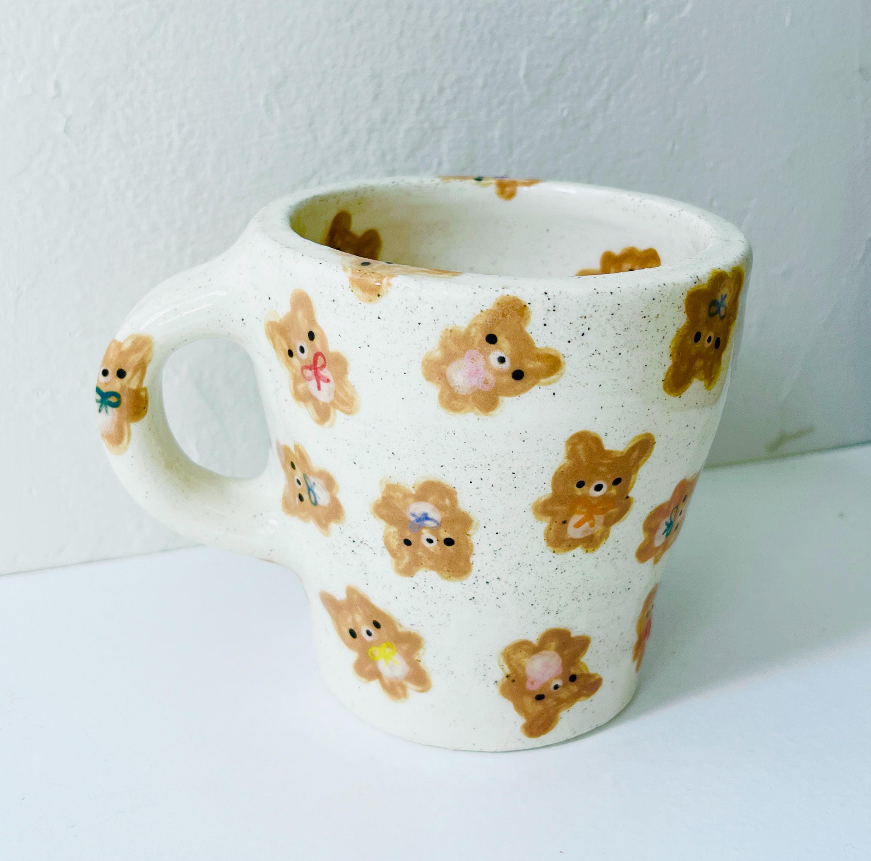 予約販売：小さなテディベアの手作りセラミックマグカップ - 手作り