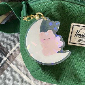moon bear keychain//cute acrylic keychain,cute bear keychain,cute acrylic charm,cute bear charm,kawaii acrylic keychain,bear keychain