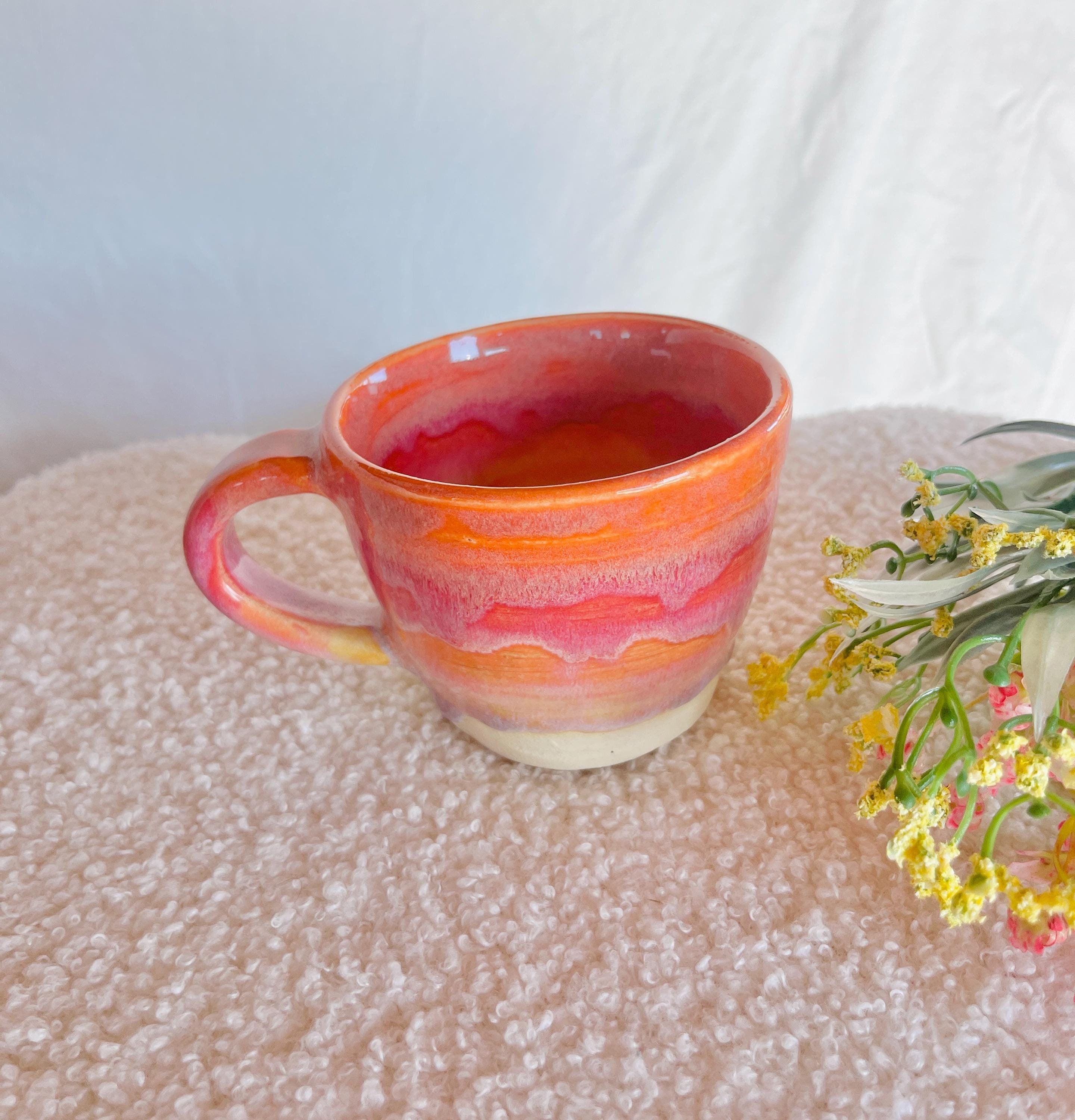 PREORDER: tropical glaze handmade ceramic mug-unique coffee mug-cute tea cup-handmade mug-ceramic mug handmade-pottery mug-orange mug-mug