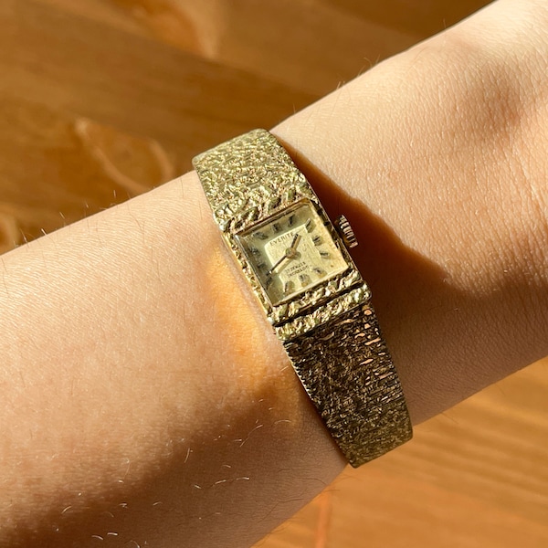 Vintage Wrist Watch, Gold Plated Bracelet Watch Women by Everite