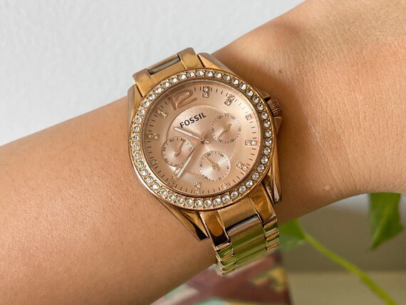 hostilidad Jirafa Odia Vintage Wrist Watch Fossil Rose Gold Tone Quartz Watch - Etsy