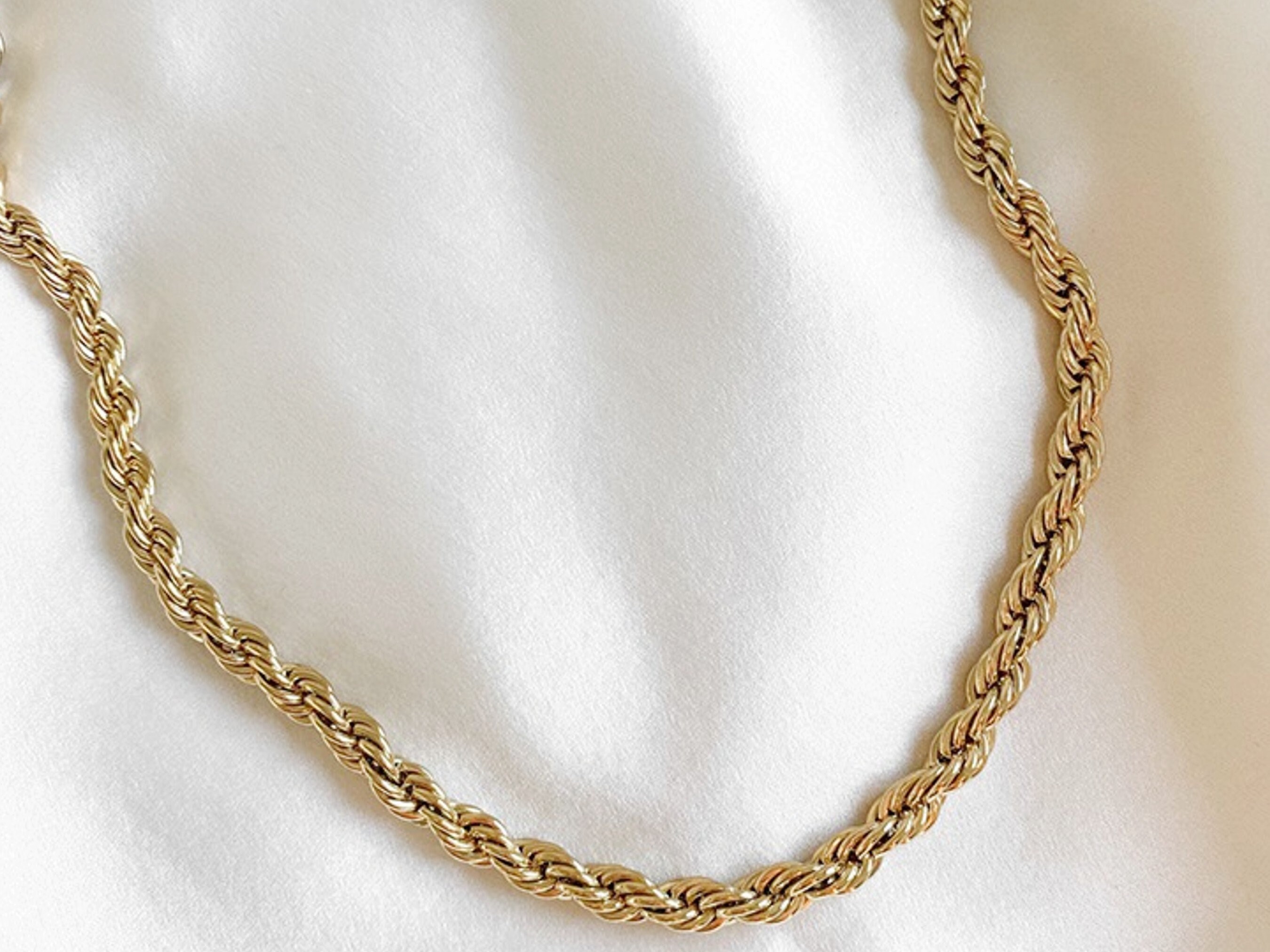 Vintage Gold Rope Chain Choker 14k Gold 