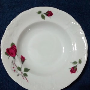 Royal Kent Collection Rose Pattern Rimmed Soup Bowl Poland