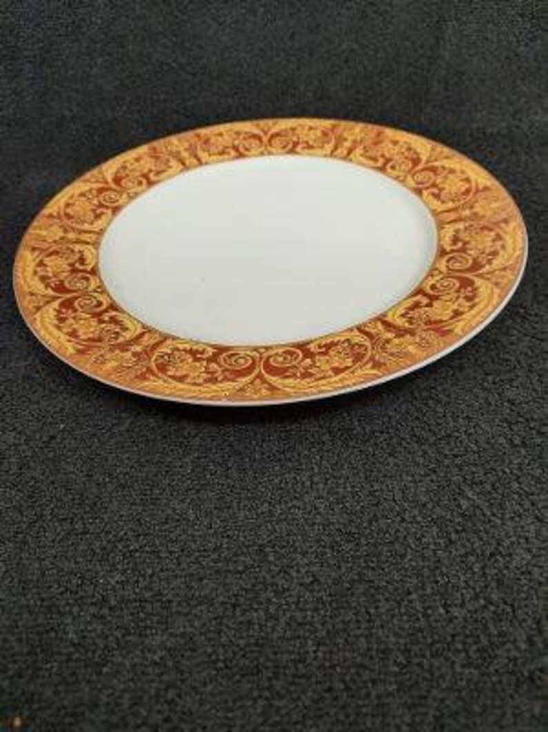 Lynns Fine China Valetta Red Pattern Dinner Plate Etsy