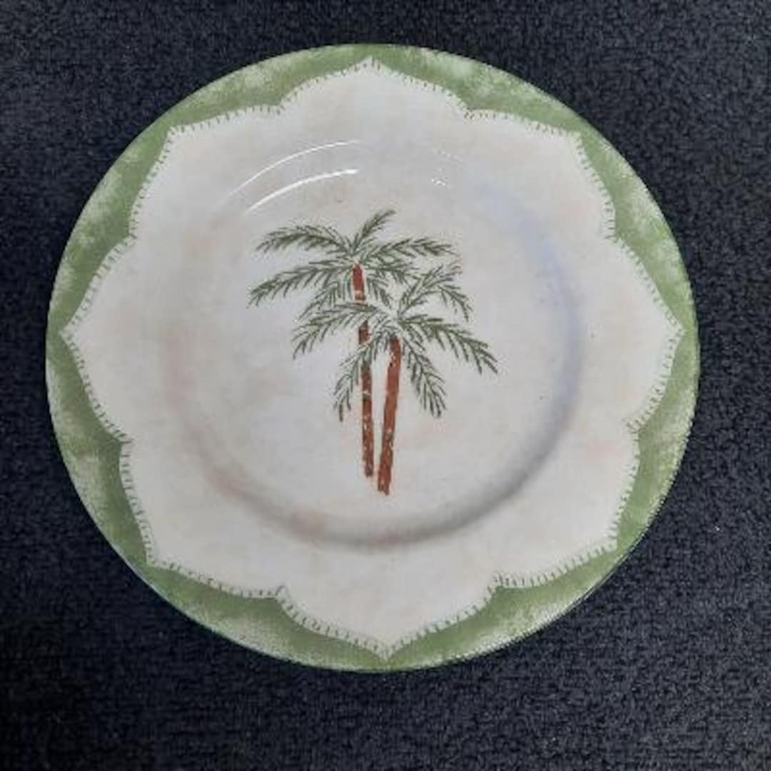 Pier 1 Ironstone Sabel Pattern Salad Plate Made in Brazil Palm Tree Etsy