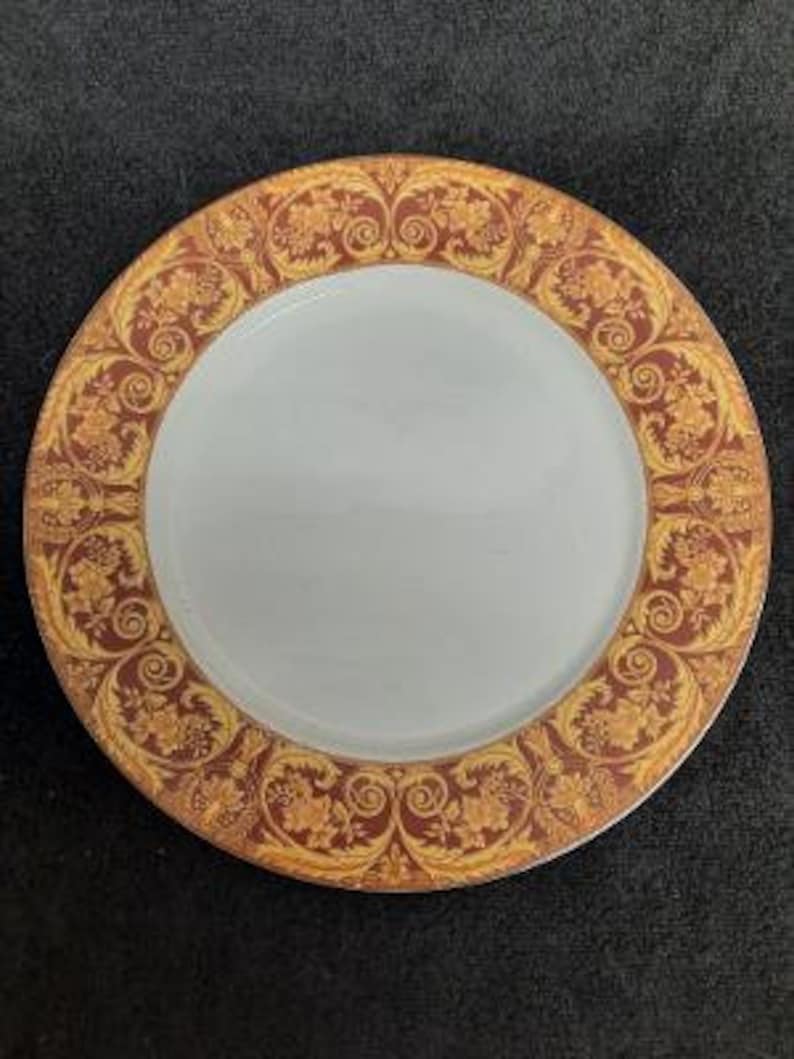 Lynns Fine China Valetta Red Pattern Dinner Plate Etsy