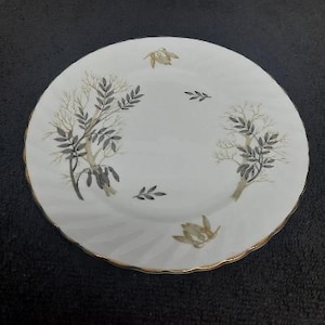 Adderley Fine Bone China Lyncroft Pattern Bread and Butter Plate Gold Trim Made in England