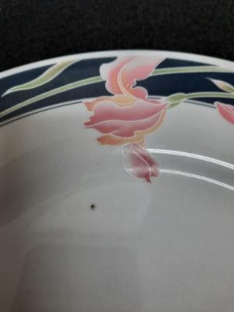 Silverie Fine China Black Band Iris Pattern Dinner Plate Etsy