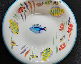 Gibson Designs Hand Painted Sea Scape Pattern Soup Cereal Bowl