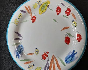 Gibson Designs Hand Painted Sea Scape Pattern Dinner Plate
