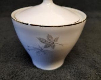 Mikasa Narumi Silver Maple Pattern Sugar Bowl With Lid Made in Japan