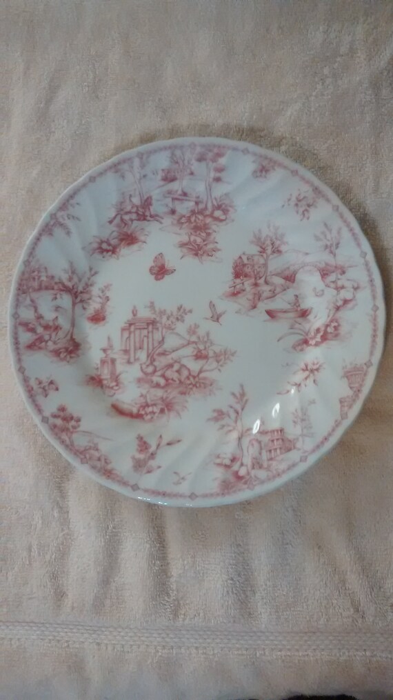 Churchill Pink Toile Pattern Dinner Plate Made in England Etsy