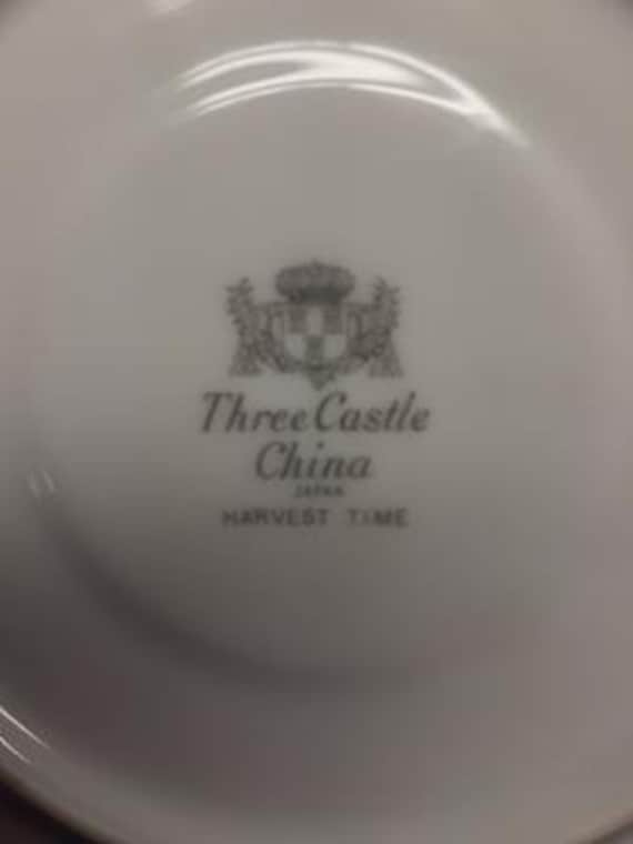 Three Castle China Harvest Time Pattern Coffee Cup and Saucer Set