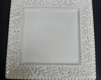 American Atelier At Home Bianca White Pattern Square Dinnerware Plate Choice