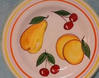 Tabletops Gallery Produce Pattern Hand Painted Dinner Plate