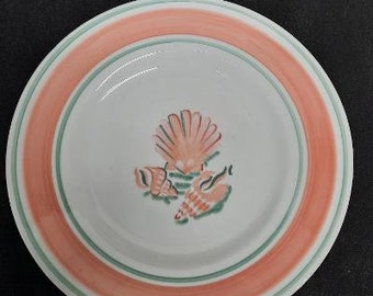 Gibson Elite Handpainted Naples Pattern Chop Plate Platter Shells