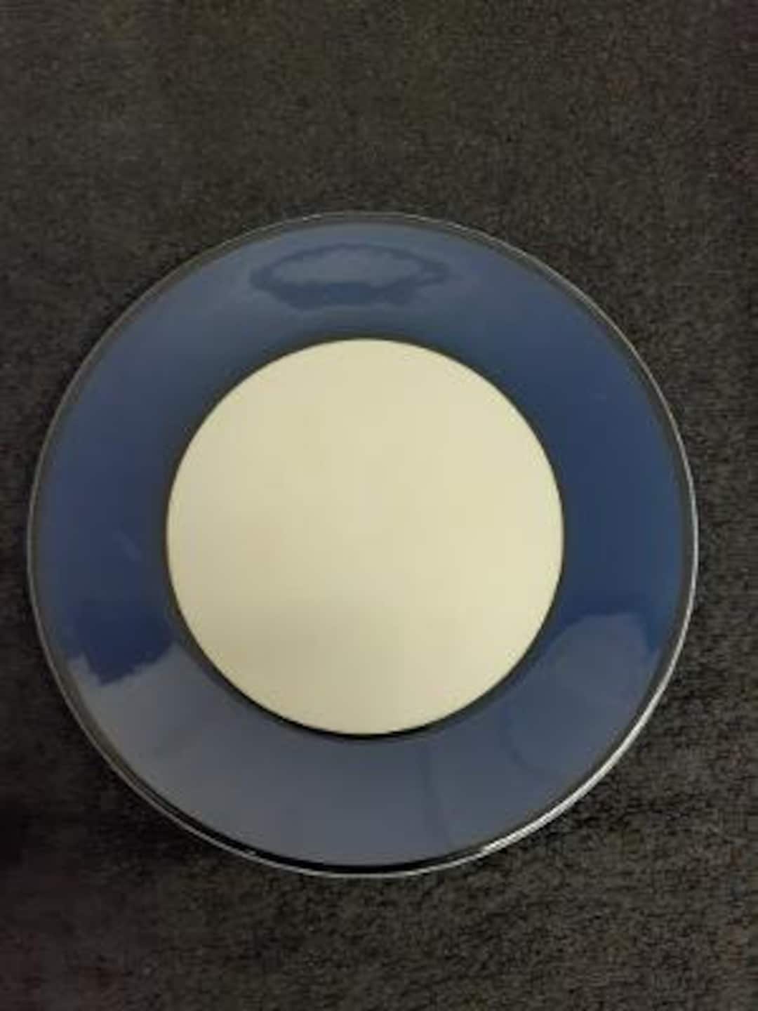Pagnossin Ironstone Normandy Blue Pattern Salad Plate Black Trim