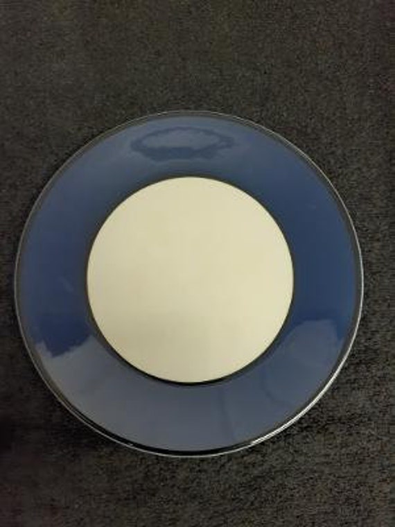 Pagnossin Ironstone Normandy Blue Pattern Salad Plate Black Trim and Verge Made in Italy Etsy